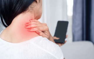 woman suffering from neck , shoulder pain using mobile phone too long with bad posture (1)